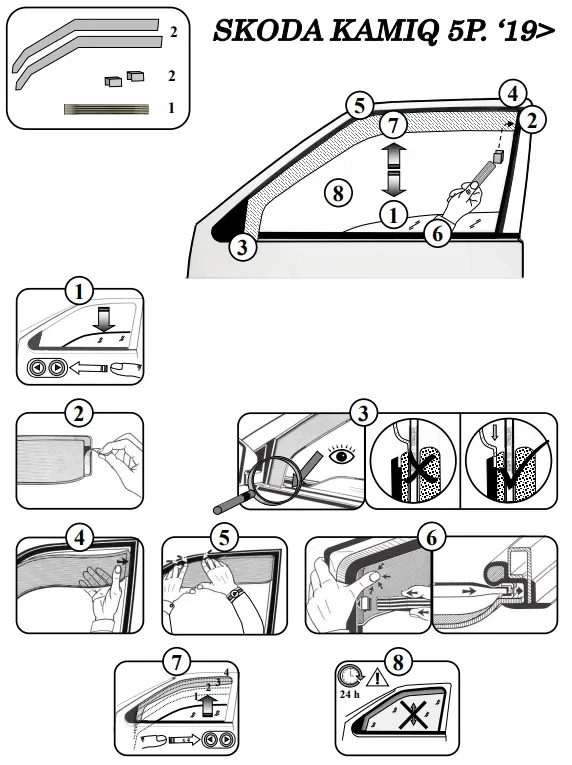 FARAD - SET 4 DEFLETTORI ARIA ANTIVENTO / ANTIPIOGGIA FUME' SKODA KAMIQ 2020 - 1-17.054 - immagine 3