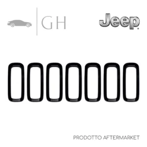 KIT 7 PZ CORNICI / MODANATURE GRIGLIE RADIATORE NERE PARAURTI ANT. JEEP RENEGADE