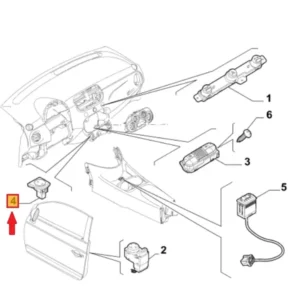 PULSANTE / INTERRUTTORE ALZAVETRO / ALZACRISTALLO ANT. DX FIAT 500 - 735482602