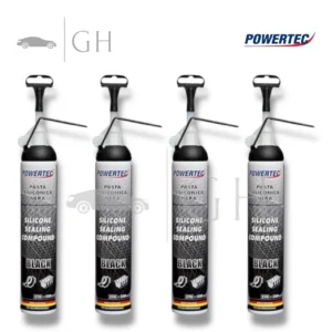 POWERTEC - 4 X PASTA SILICONICA / SILICONE NERA CON DOSATORE GUARNIZIONI MOTORI