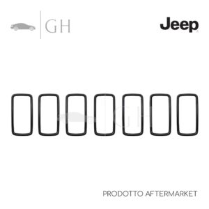 KIT 7 PZ CORNICI / MODANATURE GRIGLIE RADIATORE NERE PARAURTI ANT. JEEP RENEGADE RESTYLING 18> - 735707000