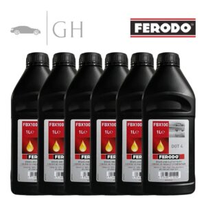 FERODO - KIT 6 PEZZI DA 1 LT / LITRO OLIO LIQUIDO PER FRENI AUTO DOT 4 - FBX100